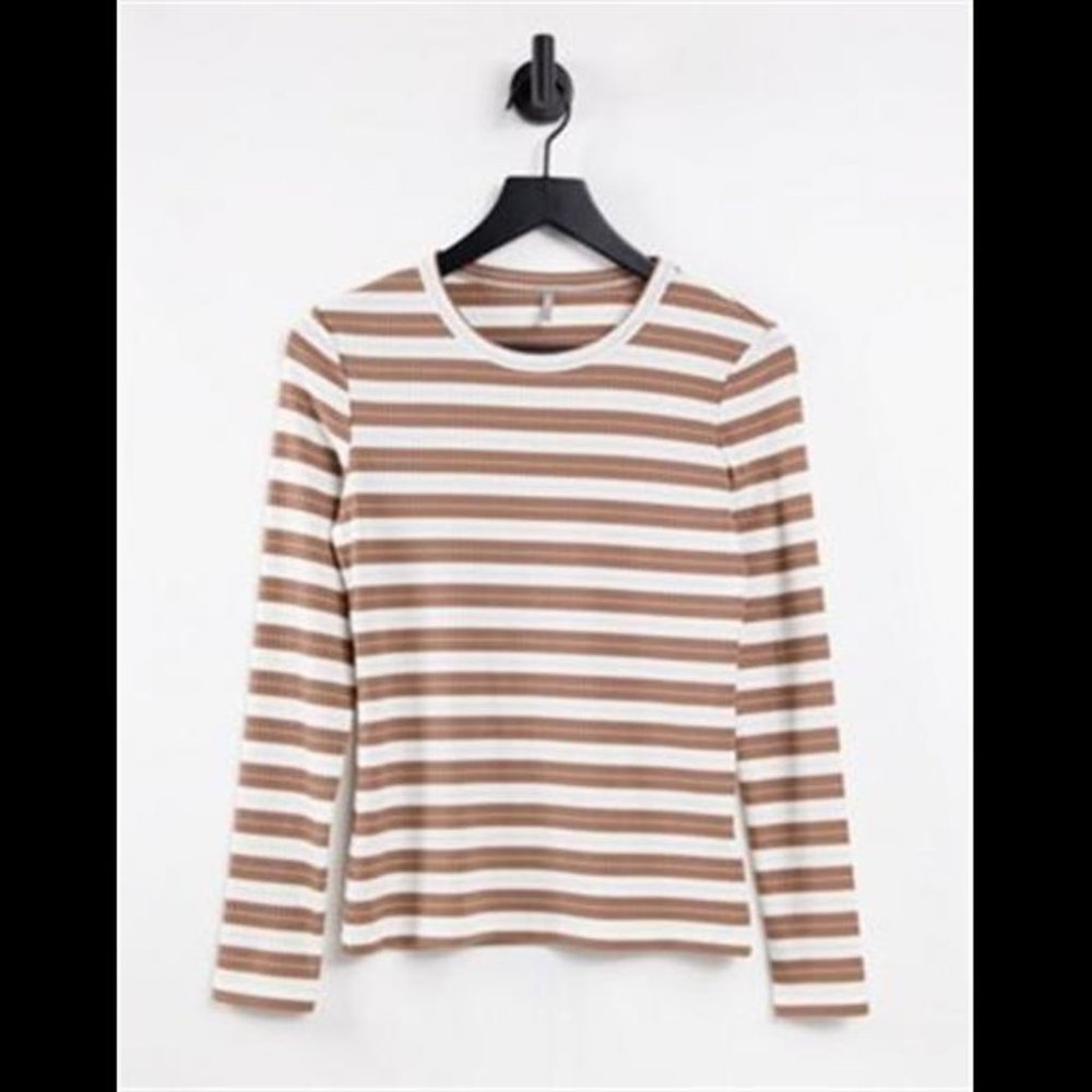 Striped Long Sleeve Round Neck Women's Top